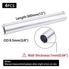 Tynulox 6061 Aluminum Tubing, 3/8″ OD Seamless Round OD, Silver