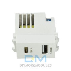 Type 128 USB Power Module Dual Port 2.1A 5V USB+Type-C Charging Socket Module