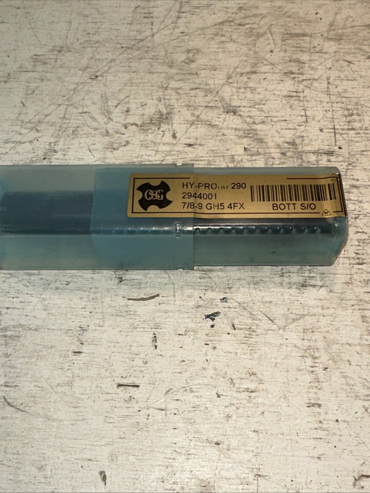 New 2944001 OSG 7/8-9 TAP GH5 4 FLUTE SPIRAL FLUTE BOTT HYPRO TAP STEAM OXIDE