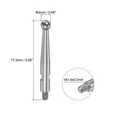 Contact Point for Dial Test Indicator, HSS Ball Tip M1.4×0.3 Thread, 2 Pcs