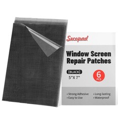Secopad 5″ x 7″ Black/Grey Screen Repair Kit, 6 PCS Window 5 IN X 7 IN, Black