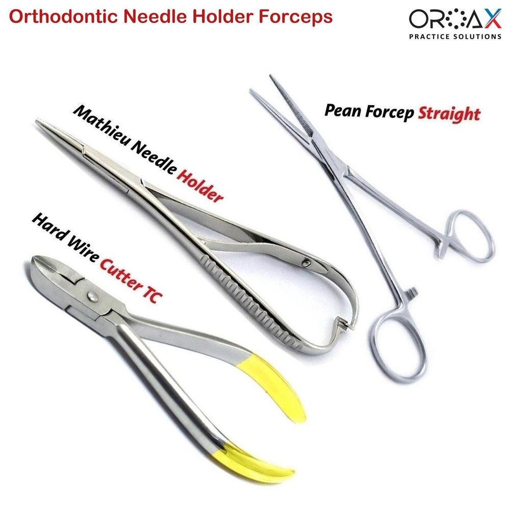Pinza para ligadura con portaagujas dental Mathieu, instrumento de ortodoncia