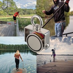 Heavy Duty Double Sided 800lb Swivel Magnet Fishing Kit Neodymium