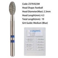 Dental Diamond Burs Zirconia Adjustment FG Egg Football Z379 Z368 for High Speed