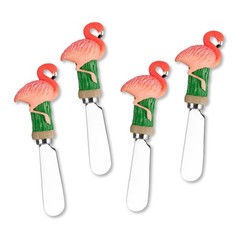 UP Flamingo Cheese Spreaders, Hand-Painted Resin Handles American