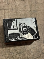 Printing Letterpress Print Block Man Washing At Bathroom Sink (2976)