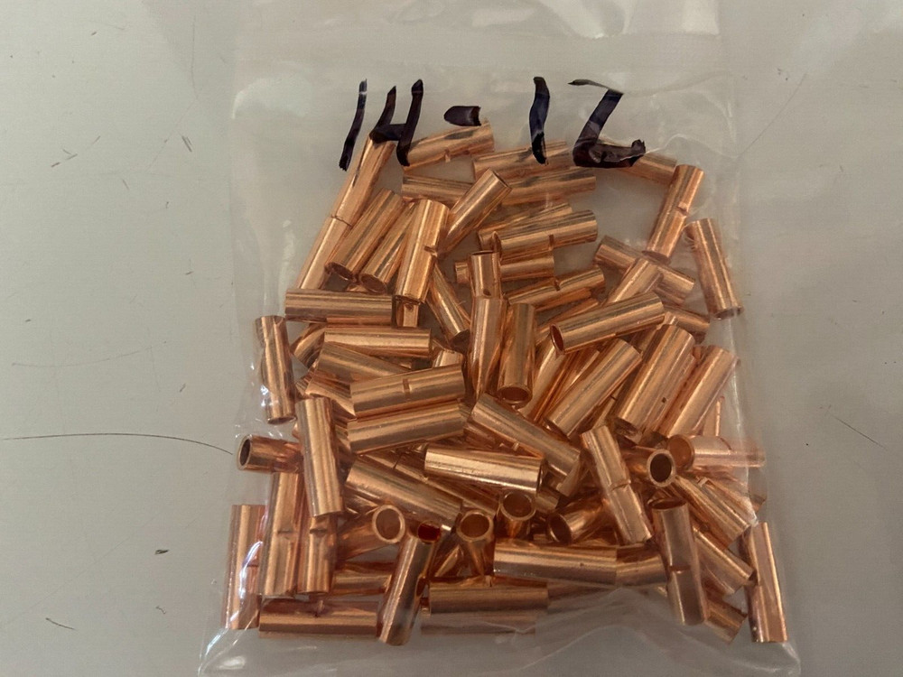 14-12 GAUGE 100 PK SEAMLESS NON INSULATED BARE COPPER BUTT SPLICE CONNECTOR