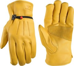 Cowhide Leather Work Gloves with Adjustable Wrist – Durable, Puncture-Resista…