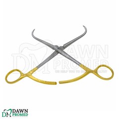 Bone Reduction Forceps 8″ Curved Pointed Tips Gold Plated Orthopedic German Gr