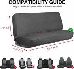 Grey Universal Car Bench Seat Cover Full Size Truck Fit