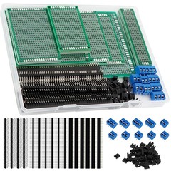 174-Piece PCB Circuit Board Prototype Kit, Double-Sided Perf Boards in 6 Size…