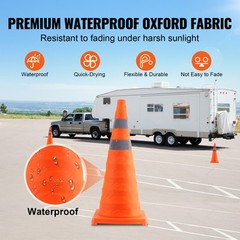 VEVOR Safety Cones 4 pcs 28″ Collapsible Traffic Cones with Reflective Collars