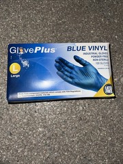 GLOVE PLUS BLUE VINYL INFUSTRIAL (SIZE LARGE )POWDER FREE NON STERILE 100 New