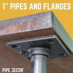 1 in. x 12 in. Square Flange Pipe Table Legs – 4 Pack