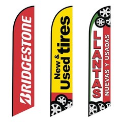 3 (three) Tall Swooper Feather Flags for Tire Shop Advertising – New & Used…