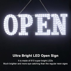 Ultra Bright 40″x14″ Large LED Open Sign for Business with Hanging Installation