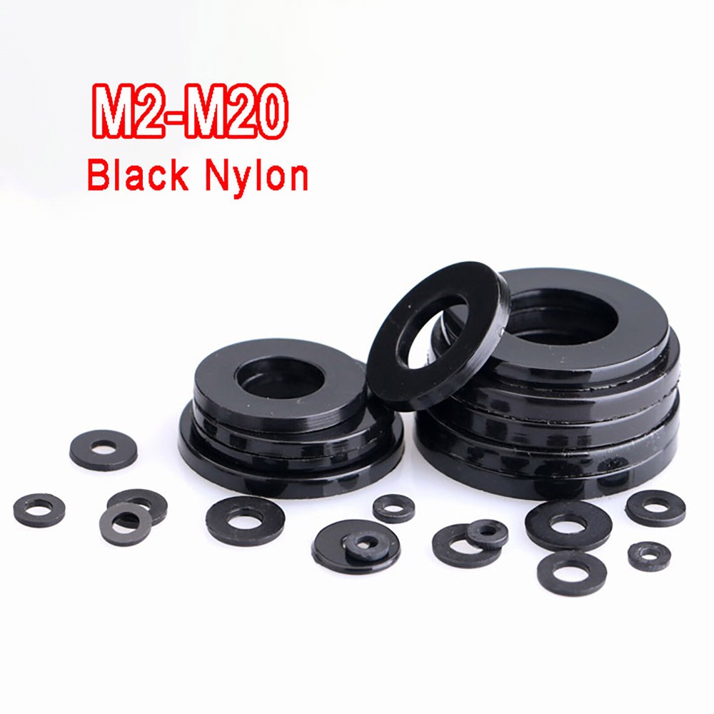 Black Nylon Flat Washers M2 M2.5 M3 M4 M5 M6 M8 M10 M12 M14 M16 M18 M20 M22 M24