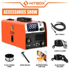 HITBOX 3IN1 MIG WELDER 110V Lift-TIG MMA GASLESS IGBT INVERTER MIG WELDER 200A