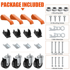 Workbench Casters Wheels Kit 920 Lbs Capacity Retractable Casters Set of 4 Heavy