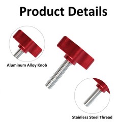 4 PCS 1/4×1 Inch Wing Thumb Screws, Stainless Steel Red Knob Bolt Cabinet DIY