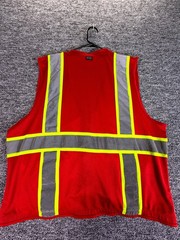 Uline Safety Work Vest Mens XL Red Sleeveless High Visibility Reflective Utility