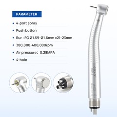 COXO High Speed Handpiece 4-Hole LED CX207 Dental Air Turbine Generator Spray