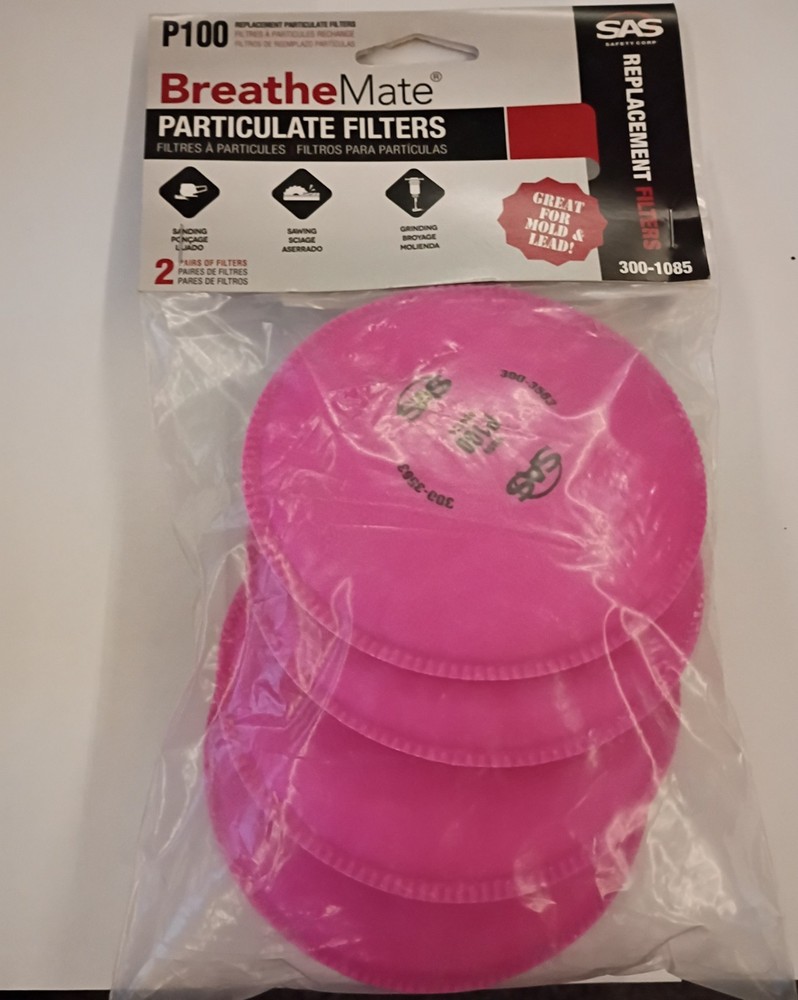 SAS Safety Breathmate P100 Replacement Particulate Filters – 2 Pairs – New