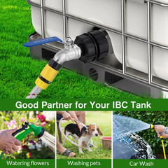 3-Size IBC Tote Adapter Kit for 275–330 Gallon Water Tanks Hose Fittings, 2.4…