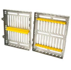 1 GERMAN DENTAL AUTOCLAVE STERILIZATION CASSETTE TRAY FOR 10 INSTRUMENT-YELLOW