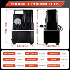 Electric 2 Stage Single Acting Hydraulic Pump 10000 PSI 110V/120V Solenoid Valve