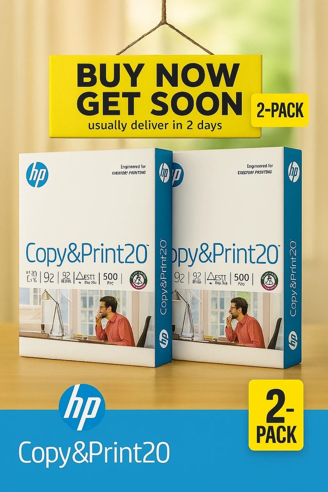 2 Pack HP Copy & Print20 Paper 20lb 8.5×11 Copy Printer Paper 1 Ream 500 Sheets