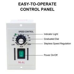 DC 0-90V Knob Motor Speed Controller Variable Adjustable Speed AC 110V Input