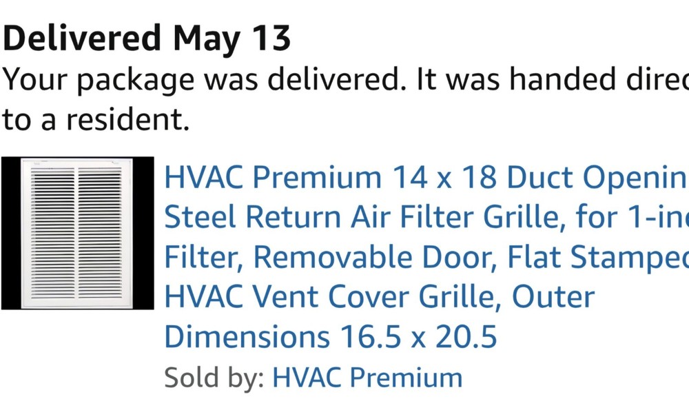 Premium Ceiling 14 X 18 Filter Return Grille. Outside Dimensions 16.5 X 20.5