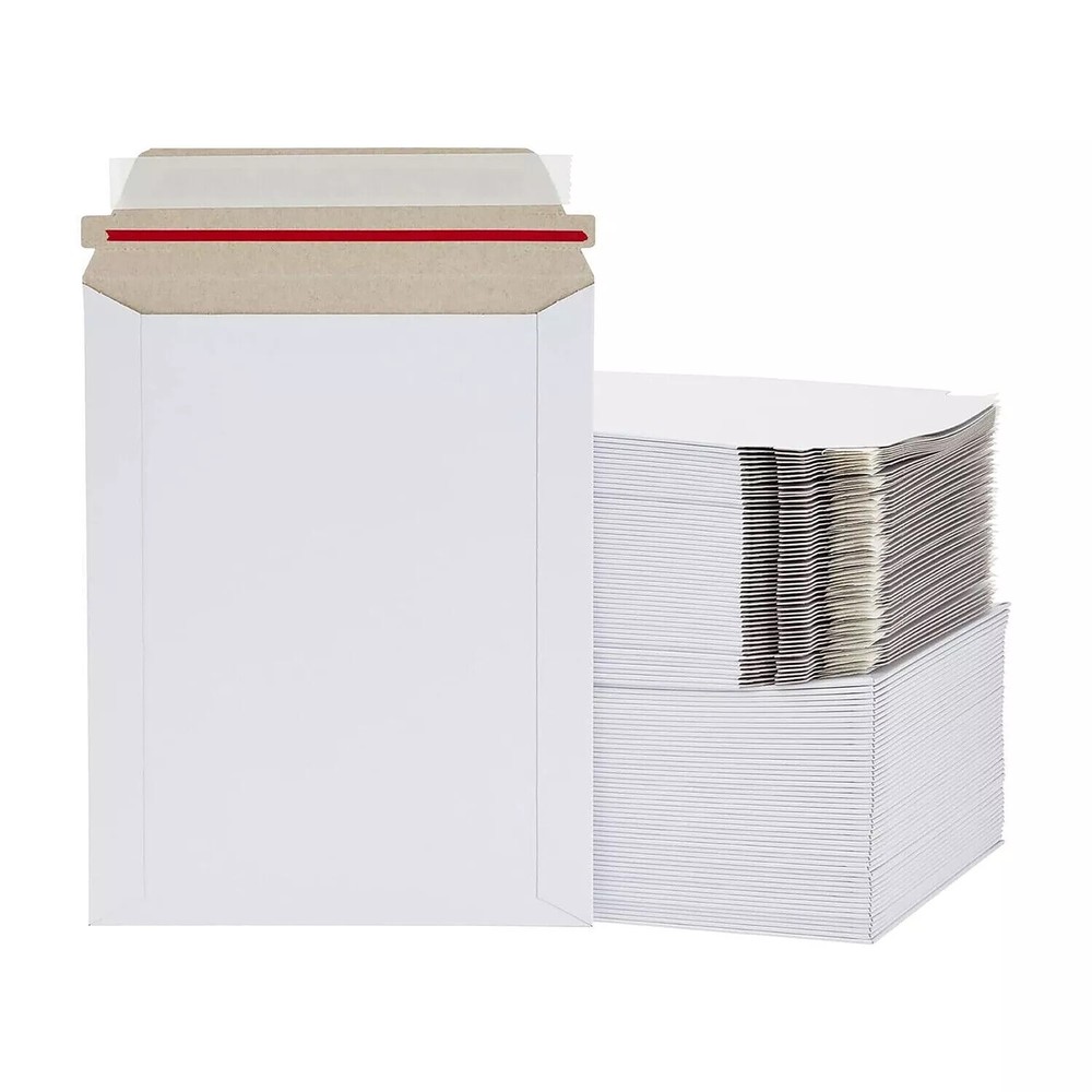 100-400 White Rigid Photo Document Mailer Flat Cardboard Stayflat Envelope 28 pt