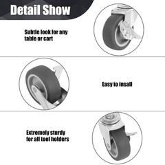Heavy Duty 3″ Stem Casters Set of 4 with Brake M8-1.25-15 Swivel Wheels