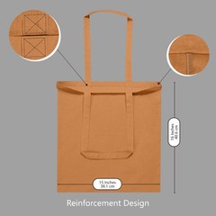 TOPDesign 24-Pack Economical 16″x15″ Khaki Cotton Tote Bags, Medium,