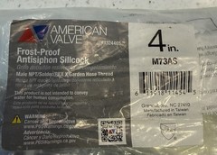 American Valve 1324465 Anti-Siphon, Frost Proof Sillcock, 4 In NPT/Solder/PEX