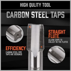 6-Piece NPT Pipe Tap Set for Precision Threading in Plumbing and Automotive Use