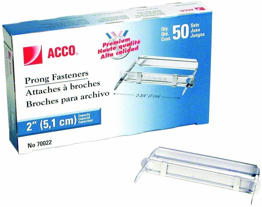 ACCO Brands Premium Prong Fastener for Standard 2-Hole Punch, Complete Set, 2…