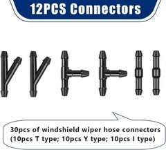 30 PCS Car Windshield Washer Hose Kit, 13.1Ft/4M Washer Fluid Hose, I-Type Y-Typ