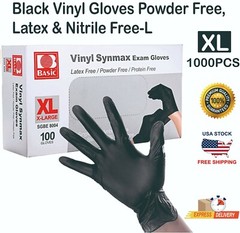 1000 PCS Black Vinyl Gloves Latex & Nitrile Free-XL**Buy One, Get One at 50% Off