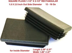 1 1/2″ x 2 1/2″ Rec 12-16 Ga Post Pipe Tube Insert Furniture End Caps By Caplugs