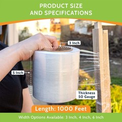 5″ x 1000FT 12 Rolls Pallet Wrap Stretch Film Shrink Hand Wrap 1000′