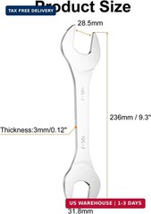 Thin Open End Wrenches SAE, 1 1/8×1 1/4 Inches, Slim Wrench Tool for Tight Sp…