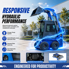 TYPHON STOMP 509 Wheeled Skid Steer Loader 25hp Kubota EPA Engine w 4 Attachment