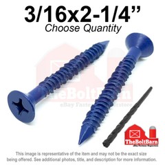 3/16×2-1/4″ Flat Head Phillips Piercing Point Concrete Screws Masonry Blue