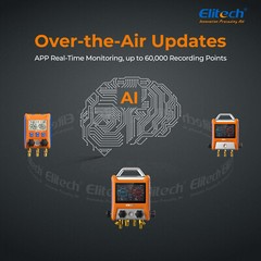 Used Elitech EMG-40V Digital Manifold Kit 4 Valves Pressure HVAC Gauge Vacuum
