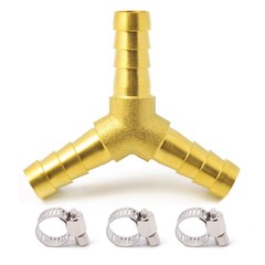 Brass 3/8″ Hose Barb 3 Way Wye Y Shape Barbed Splitter Fitting Splicer for Water