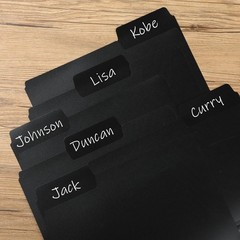 Elegant Black File Folders 6-Pack – Letter Size, 1/3 Cut Tab & Labels Included