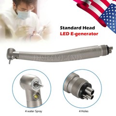 LED E-generator Fiber Optic 4 Water Spray Handpiece 4H Standard Head Dental